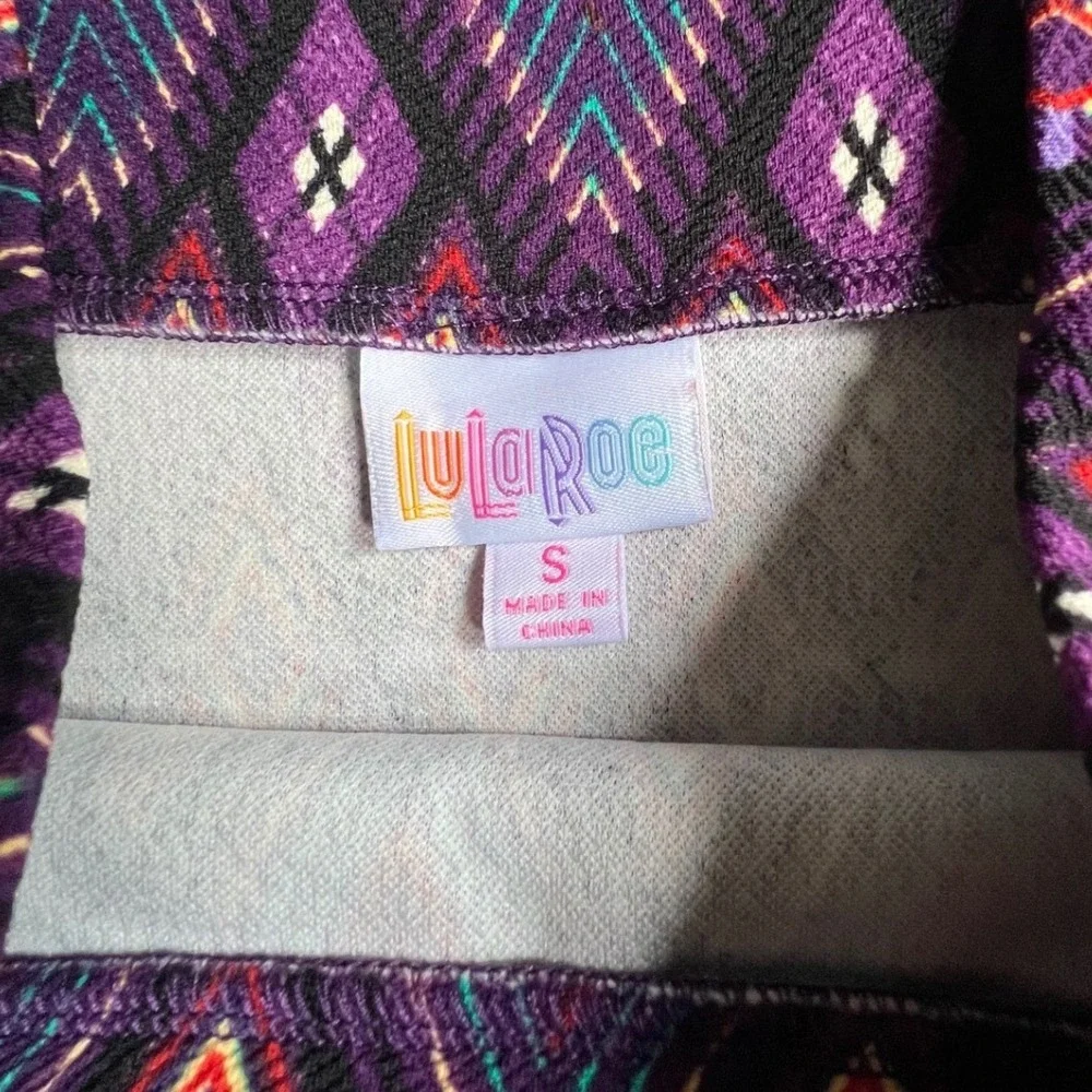 LuLaRoe Cassie Pencil Skirt Women Small Purple Geometric Diamond Print Stretch - Picture 2 of 6